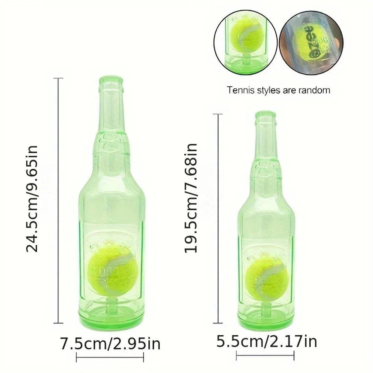 Wine Bottle-Shaped Tennis Ball Dog Chew Toy - Small, Red