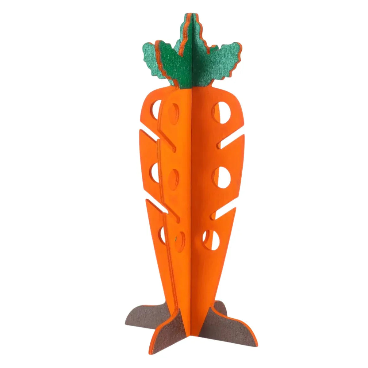 Wooden Carrot-Shaped Rabbit Hay & Vegetable Holder - 30 cm