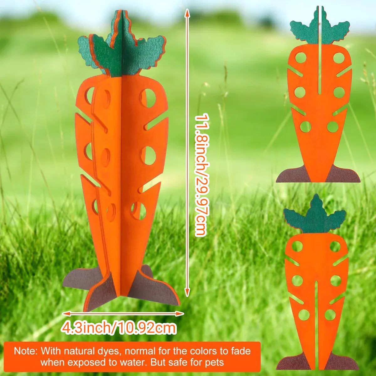 Wooden Carrot-Shaped Rabbit Hay & Vegetable Holder - 30 cm