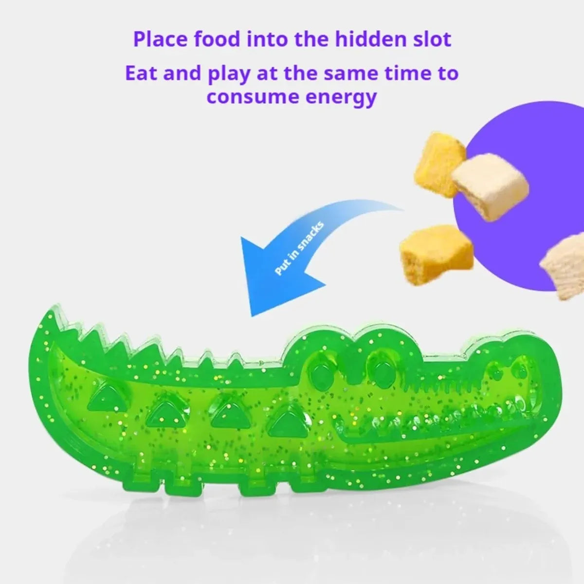 Crocodile-Shaped Dog Treat Puzzle & Chew Toy - Green, 16 cm