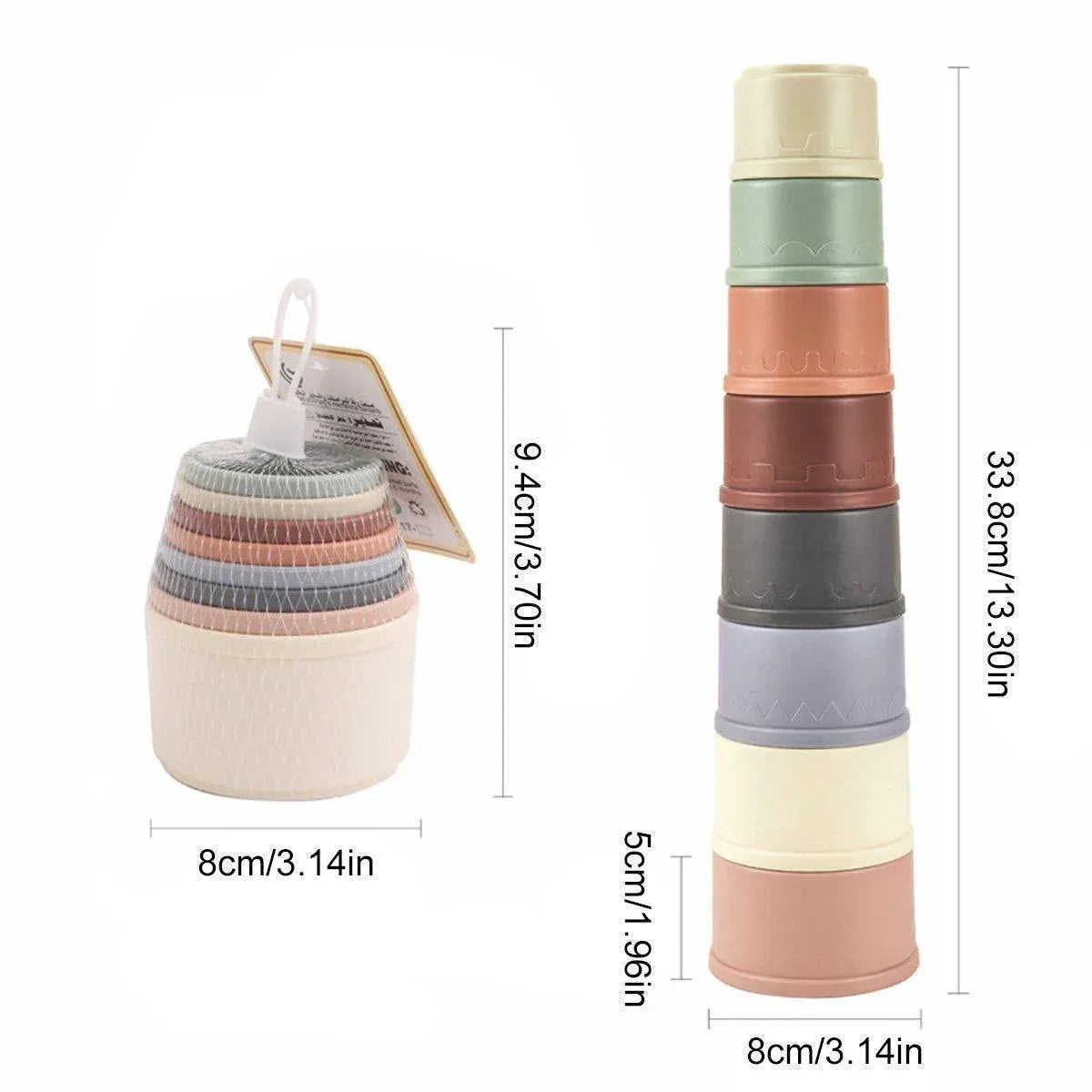 Colourful Small-Animal Nesting & Stacking Cups - 8-Piece Set