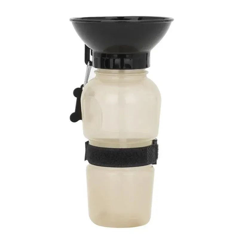Portable Squeeze Pet Water Bottle with Drinking Cup - Grey, 500 ml