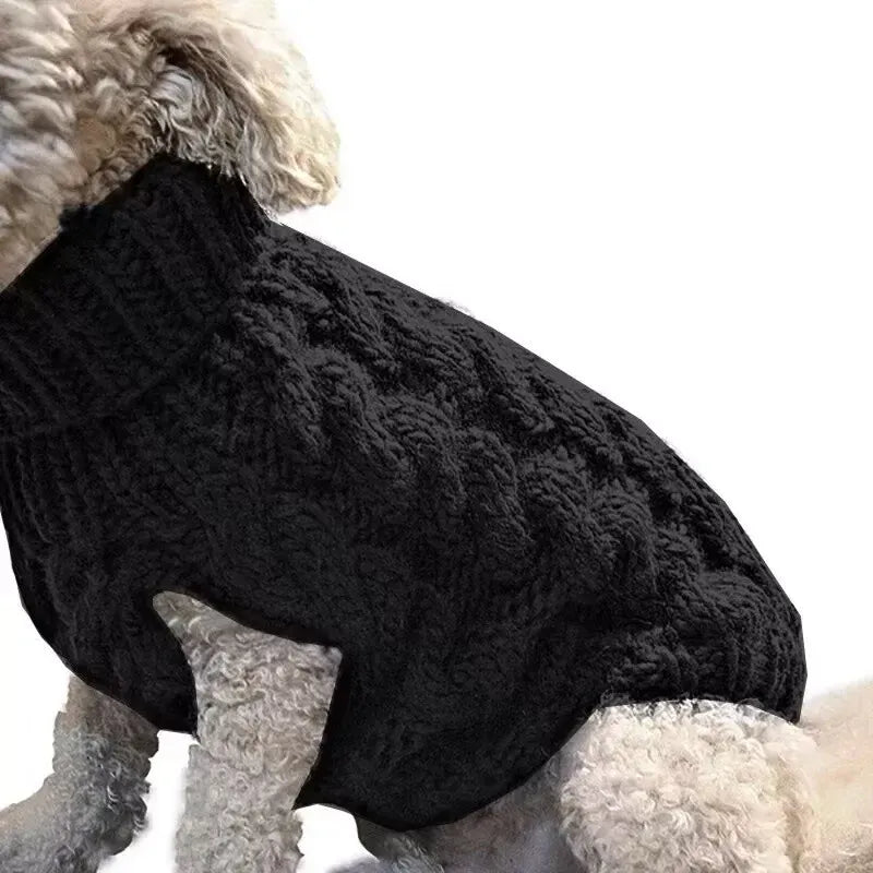 Knitted Winter Dog Jumper - Small, Black