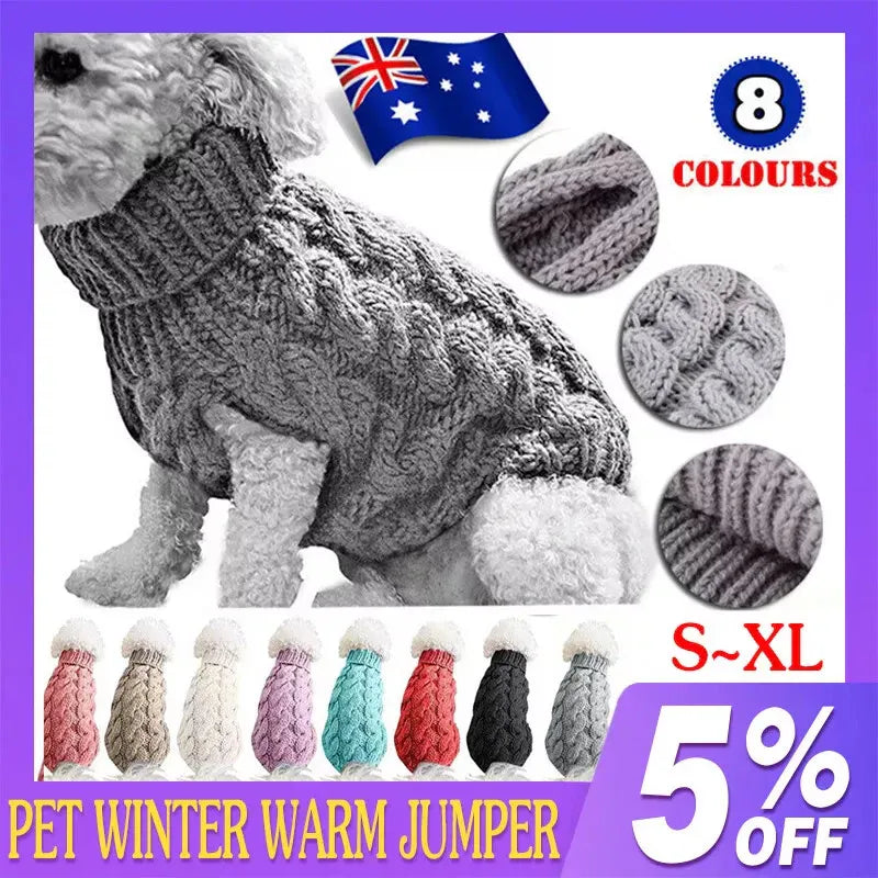 Knitted Winter Dog Jumper - Small, Blue