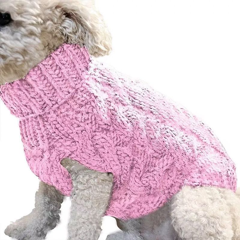 Knitted Winter Dog Jumper - Small, Pink