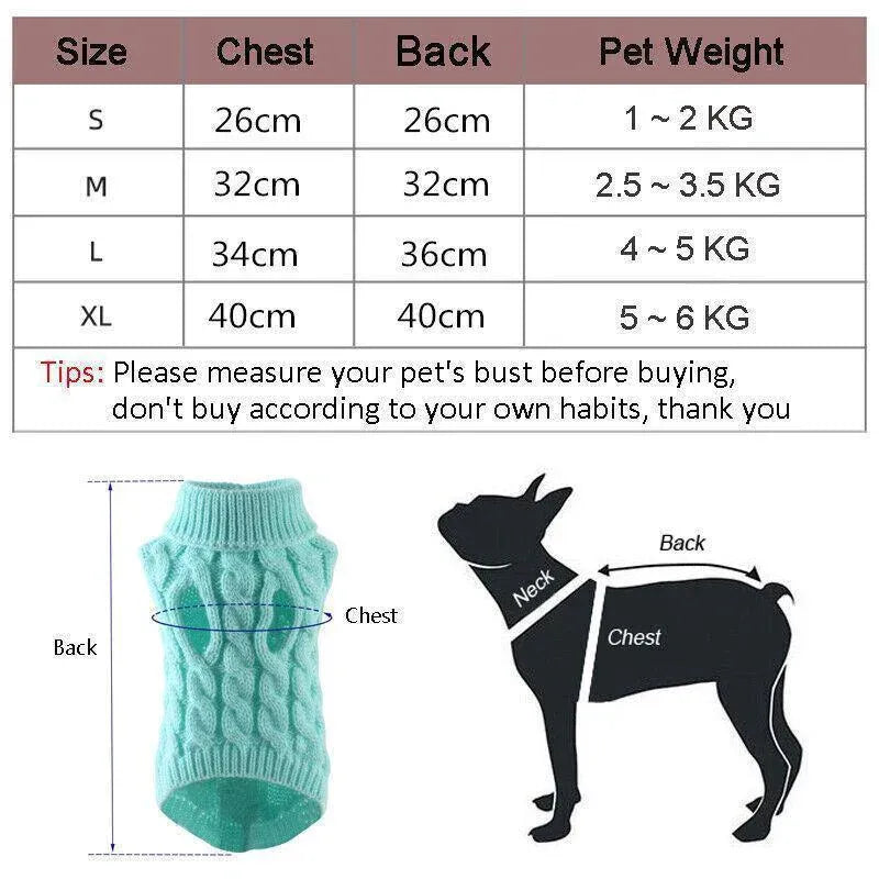 Knitted Winter Dog Jumper - Small, Pink