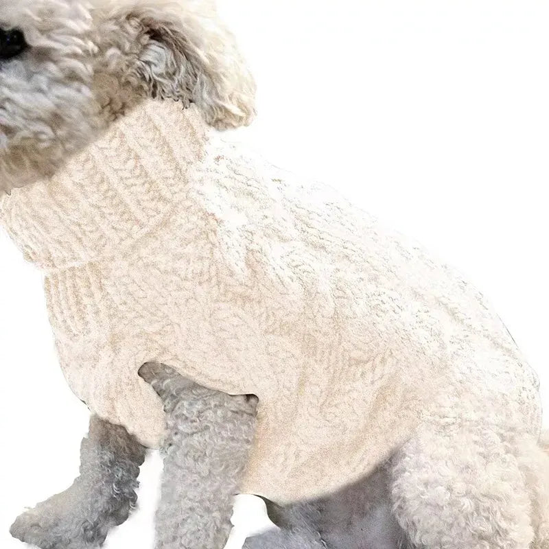 Knitted Winter Dog Jumper - Small, White