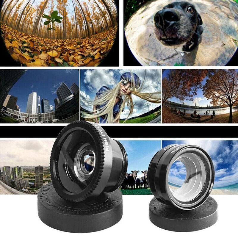 Wide Angle Macro Fisheye Phone Camera Lens Kit For Iphone Samsung Black — product image 4