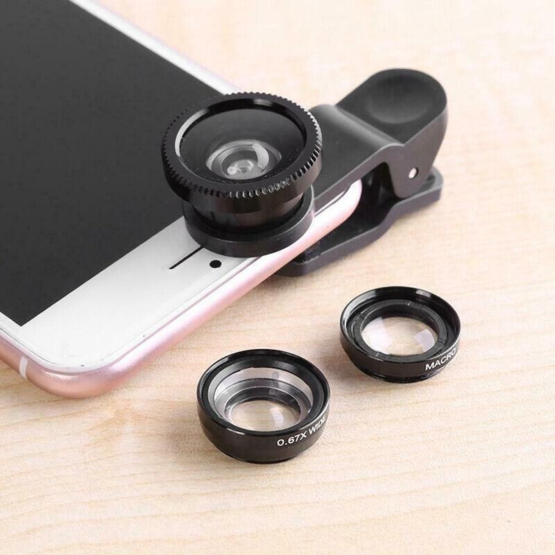 Wide Angle Macro Fisheye Phone Camera Lens Kit For Iphone Samsung Black — product image 9