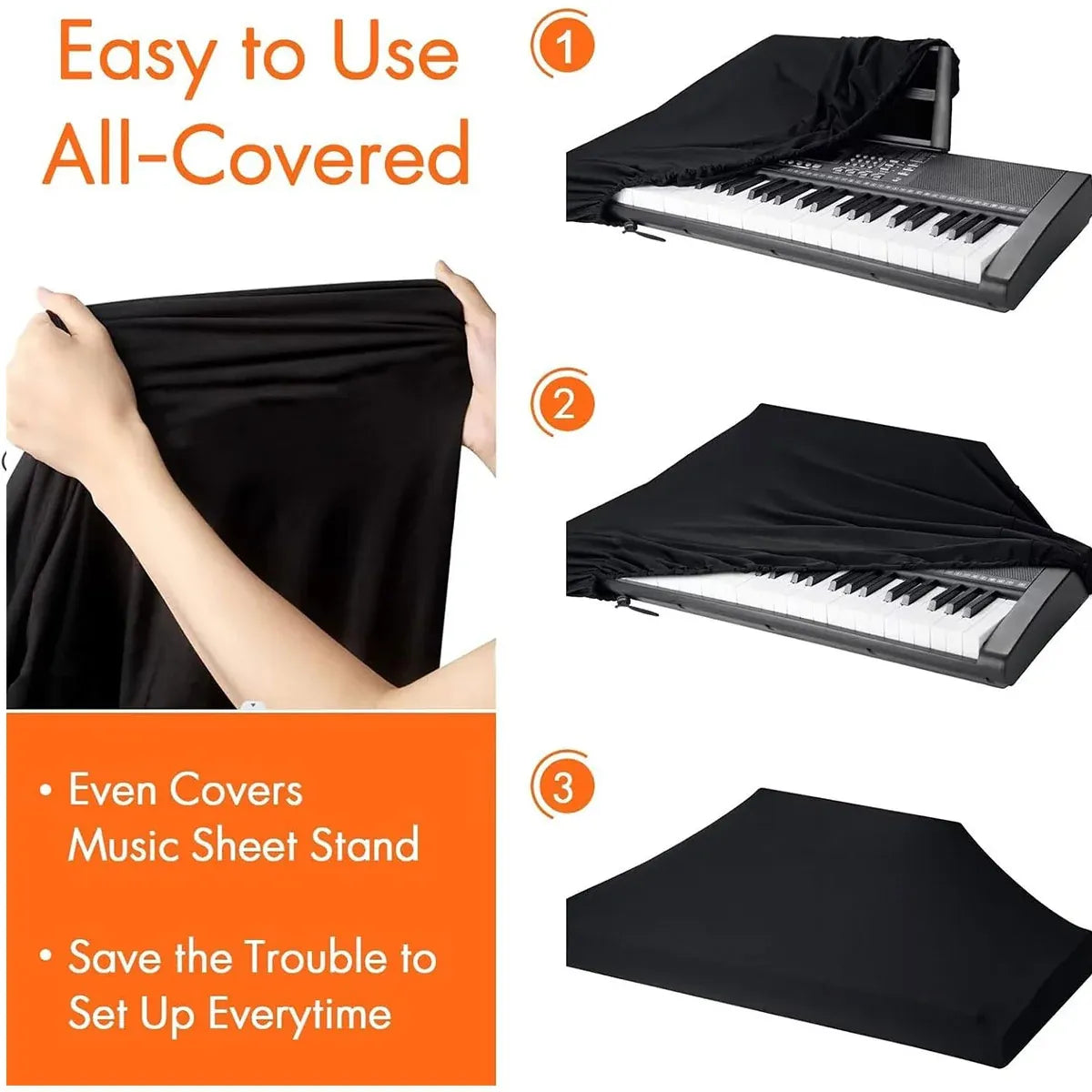 88 Key Stretchable Piano Keyboard Dust Cover Protector for Electronic Keyboard — product image 9