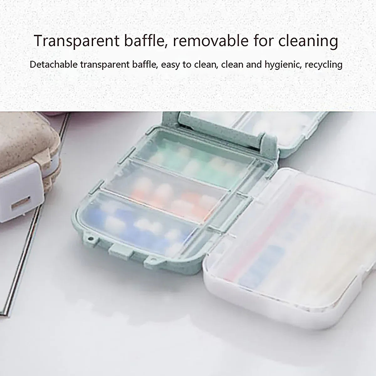 8-Compartment Folding Travel Pill Organiser – Green