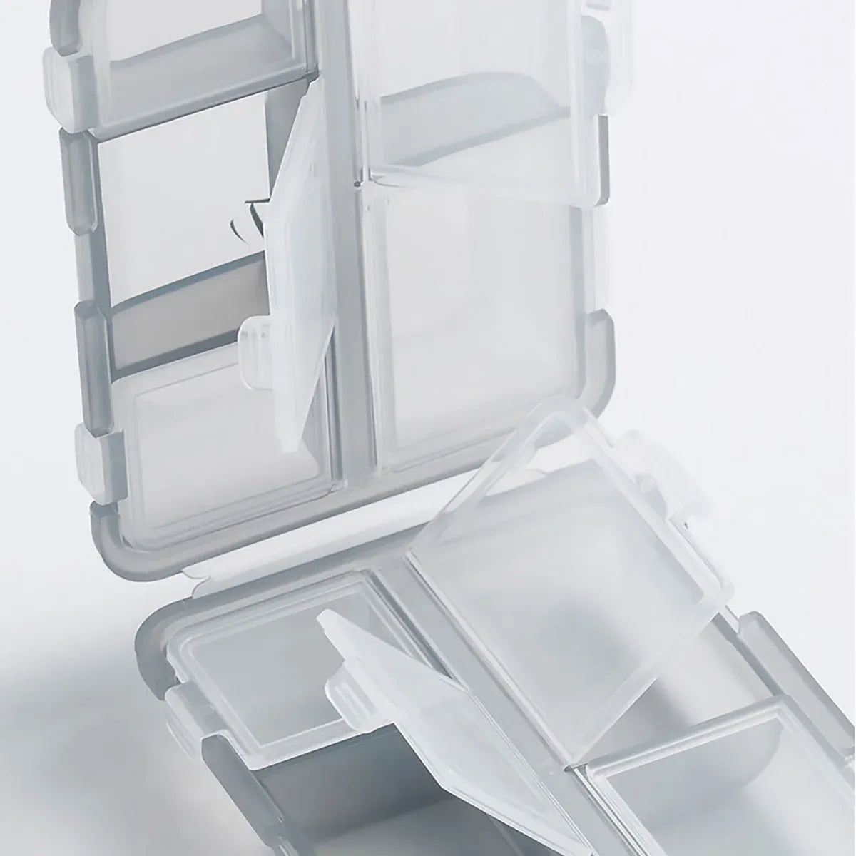 Small Pill Case Vitamin Holder Container 6/10Compartments Double Layer Holder - Purple-6 Grids
