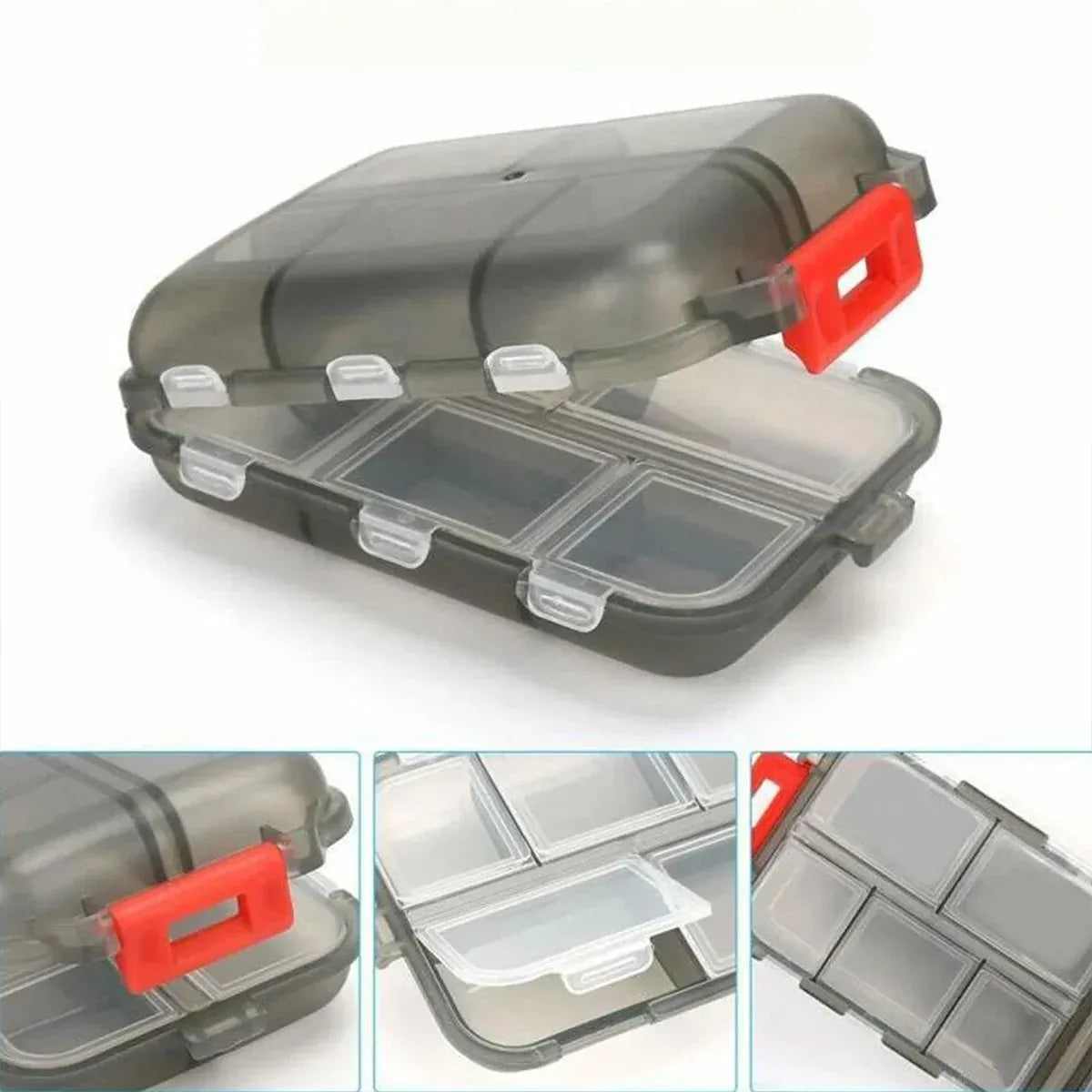 Small Pill Case Vitamin Holder Container 6/10Compartments Double Layer Holder - Purple-6 Grids