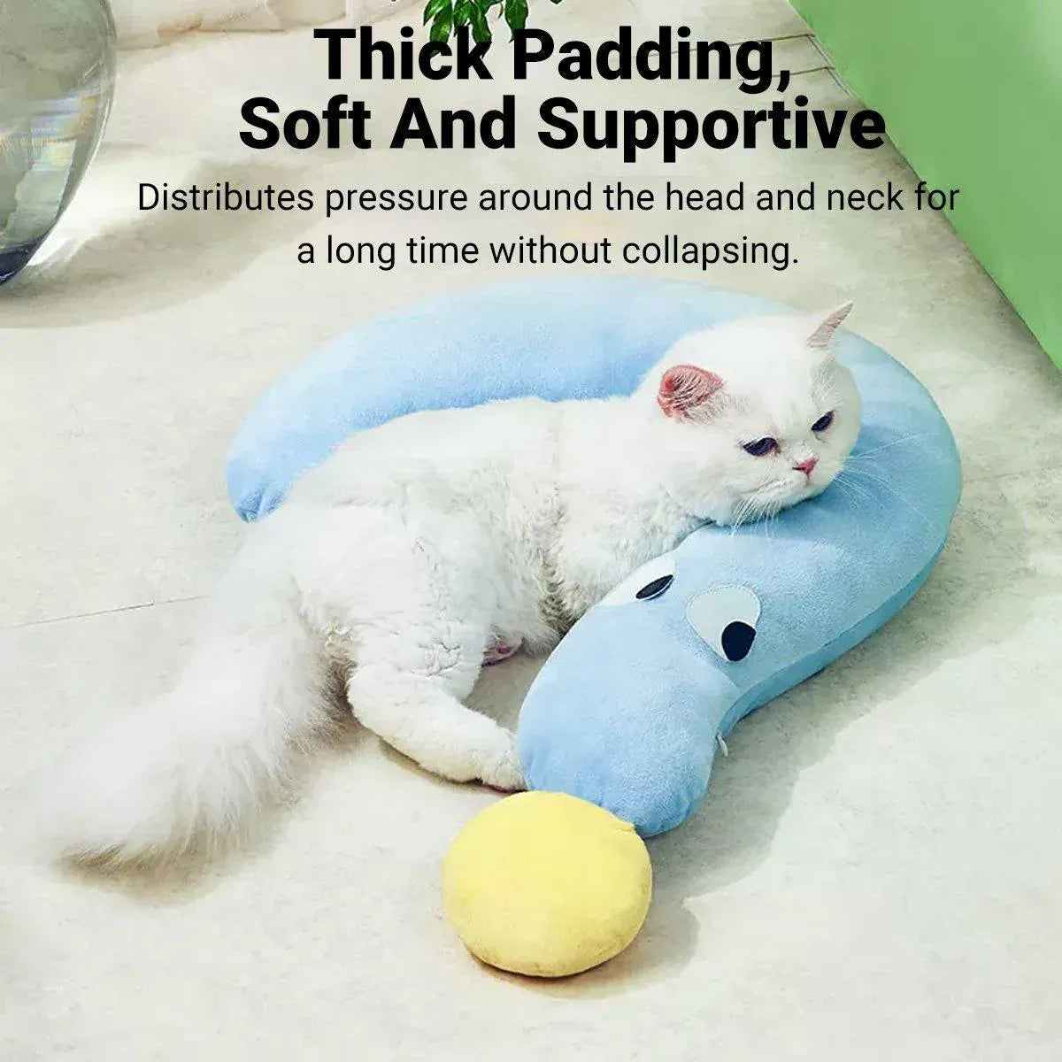 Curved Plush Dog & Cat Cuddle Pillow - Yellow, 62 × 39 cm