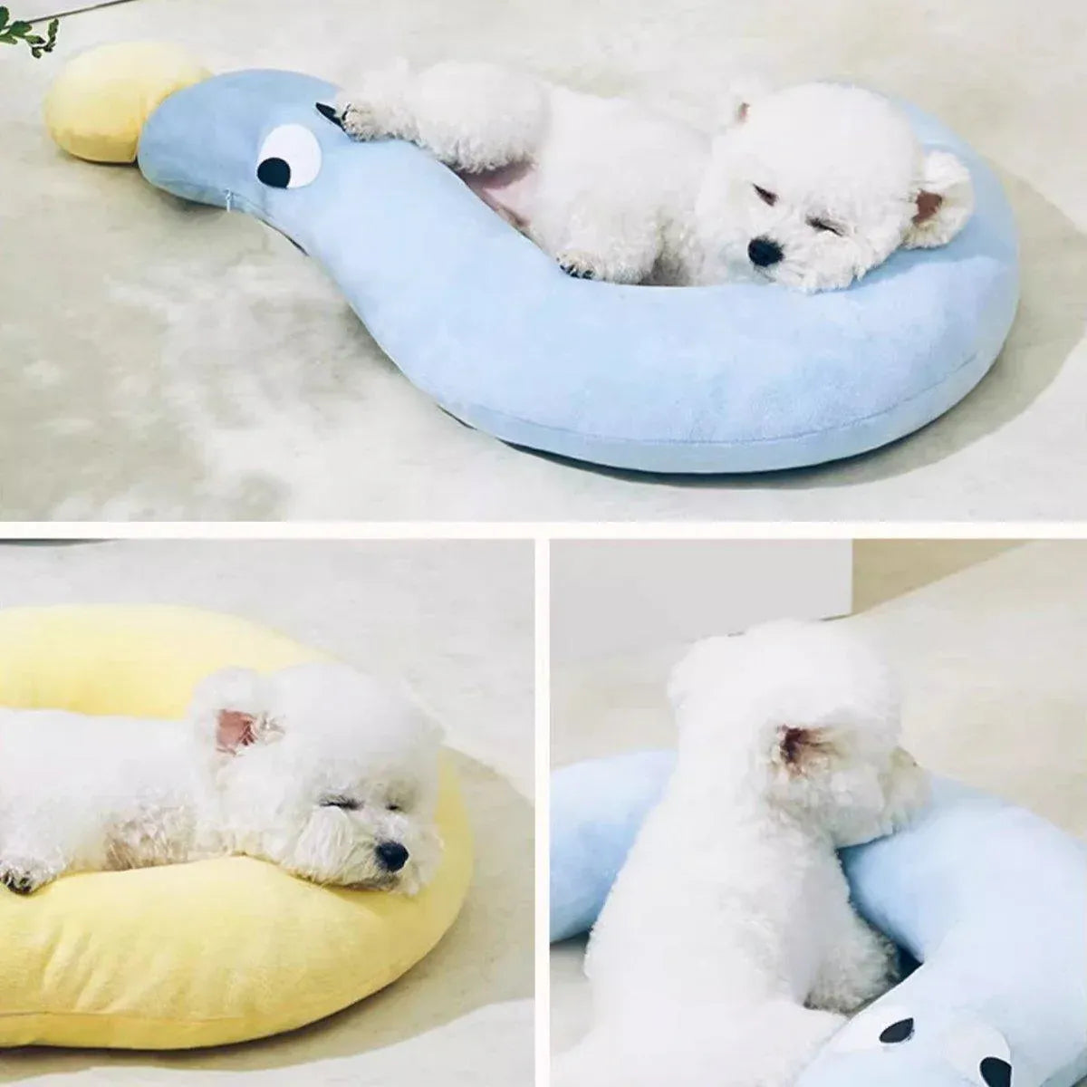 Curved Plush Dog & Cat Cuddle Pillow - Yellow, 62 × 39 cm