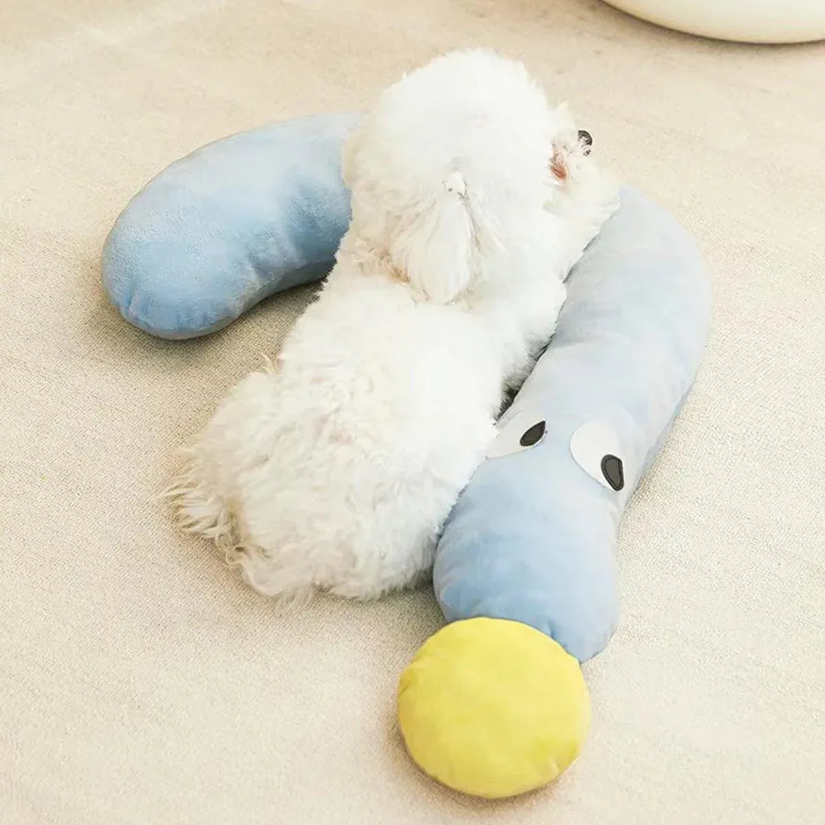 Curved Plush Dog & Cat Cuddle Pillow - Yellow, 62 × 39 cm