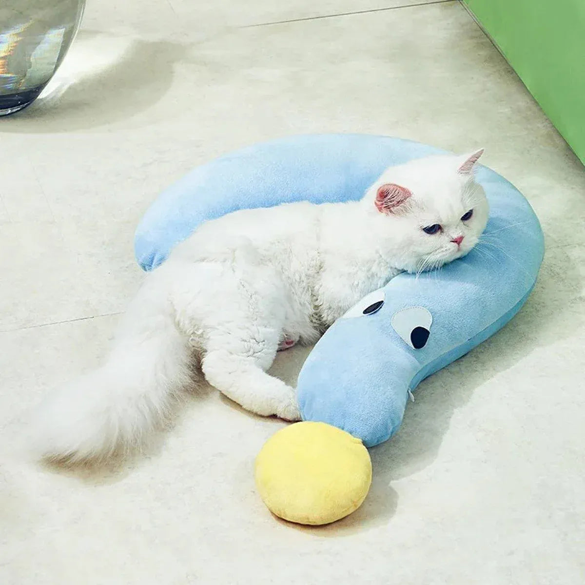 Curved Plush Dog & Cat Cuddle Pillow - Yellow, 62 × 39 cm