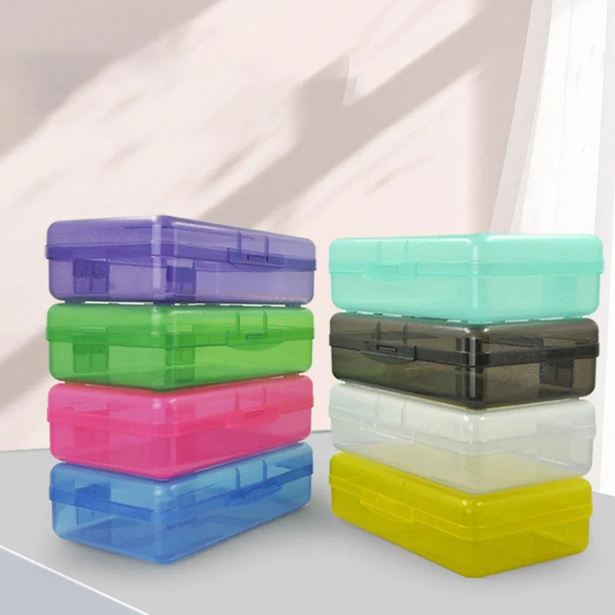 Large Capacity Transparent Plastic Pencil Case Multifunctional Student Art Box - Light Green
