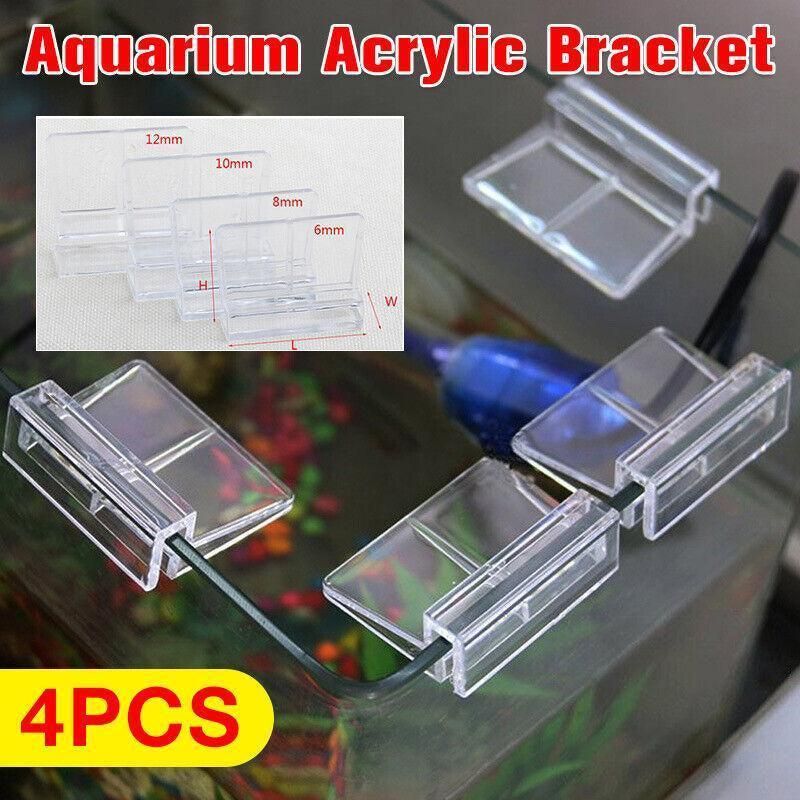 Acrylic Aquarium Glass Lid Support Clips, 4-Pack - 8 mm