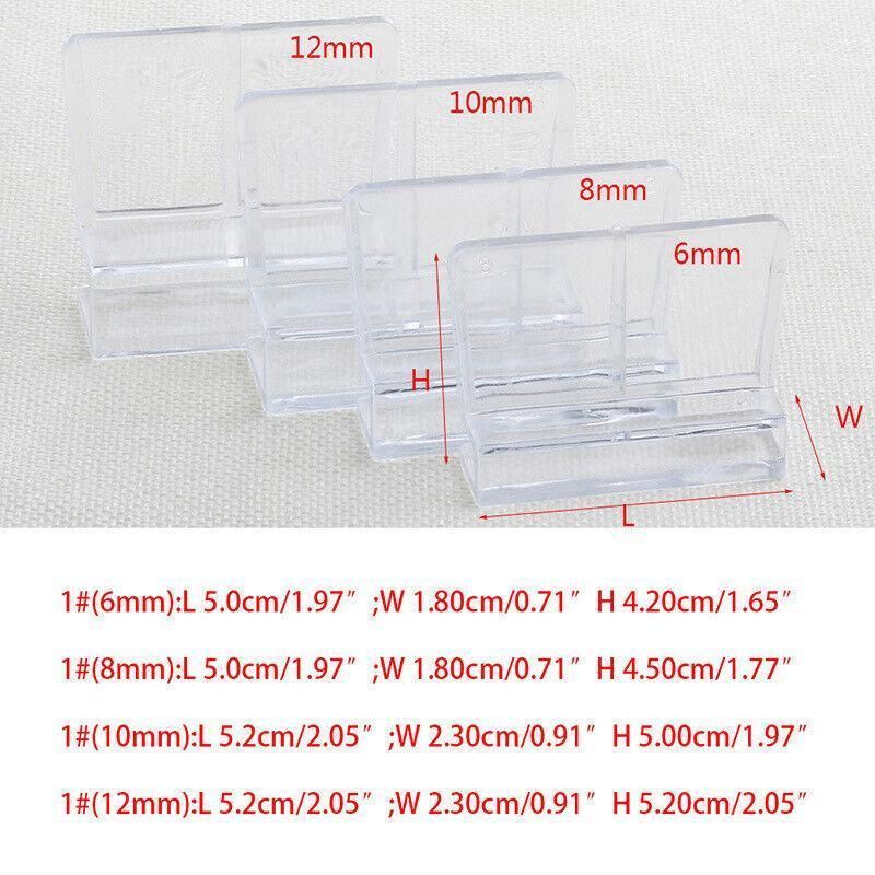 Acrylic Aquarium Glass Lid Support Clips, 4-Pack - 8 mm