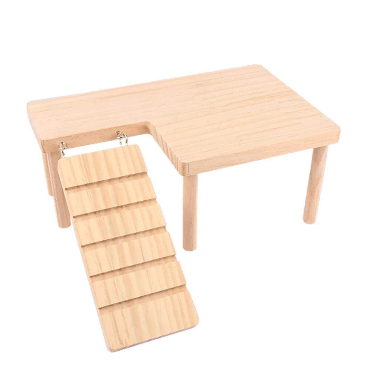 Wooden Hamster Platform with Ladder, L-Shaped, 32 × 23 × 13.5 cm