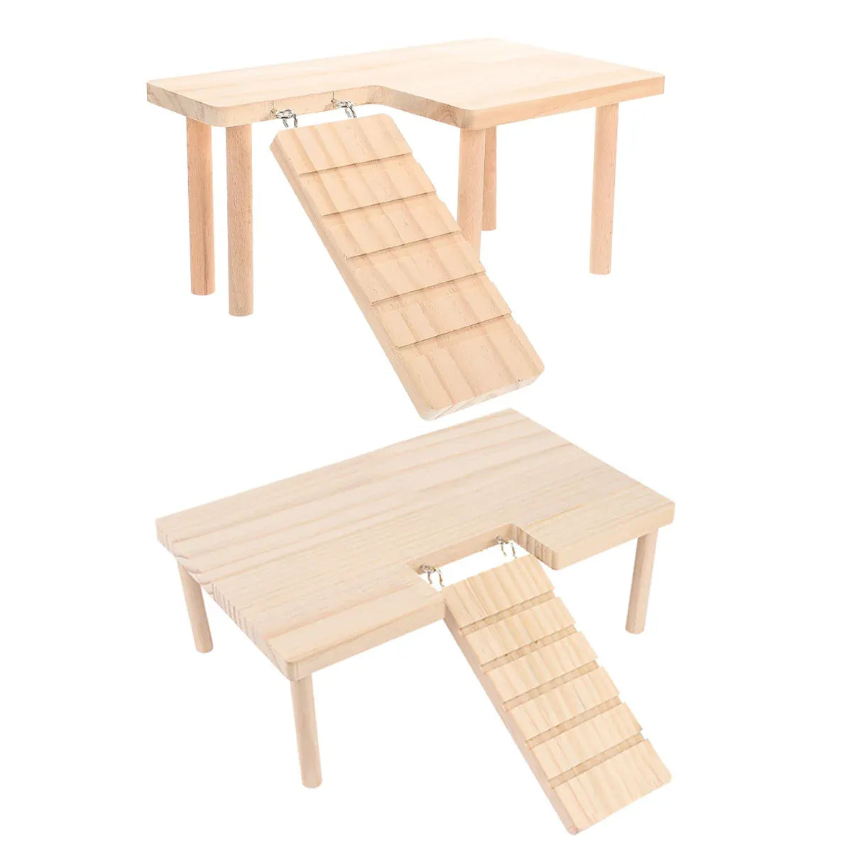 Wooden Hamster Platform with Ladder, L-Shaped, 32 × 23 × 13.5 cm