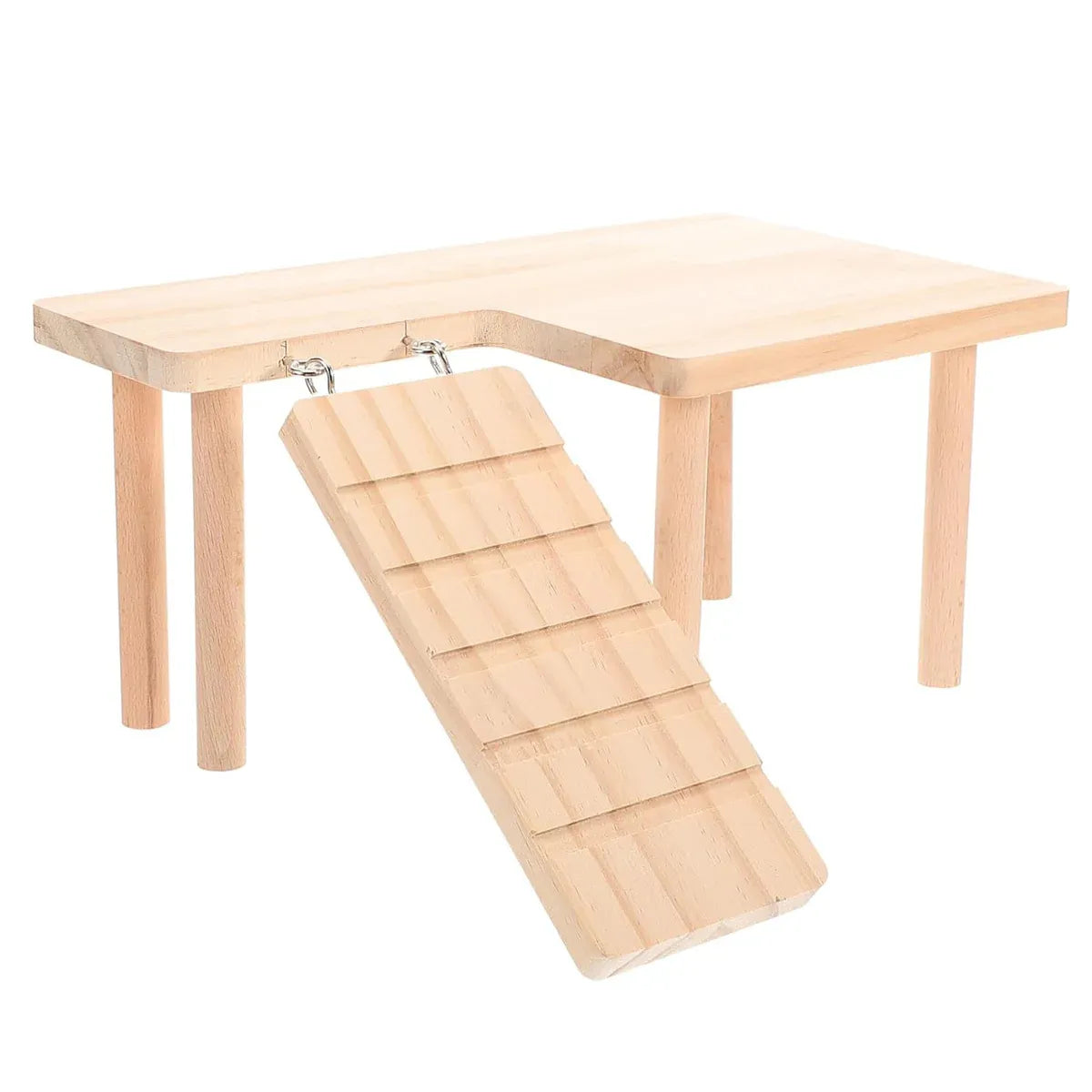Wooden Hamster Platform with Ladder, L-Shaped, 32 × 23 × 13.5 cm