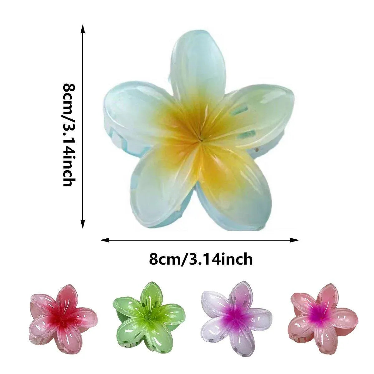 12-Piece Assorted Colour Frangipani Hair Clip Set — product photo 3 of 15