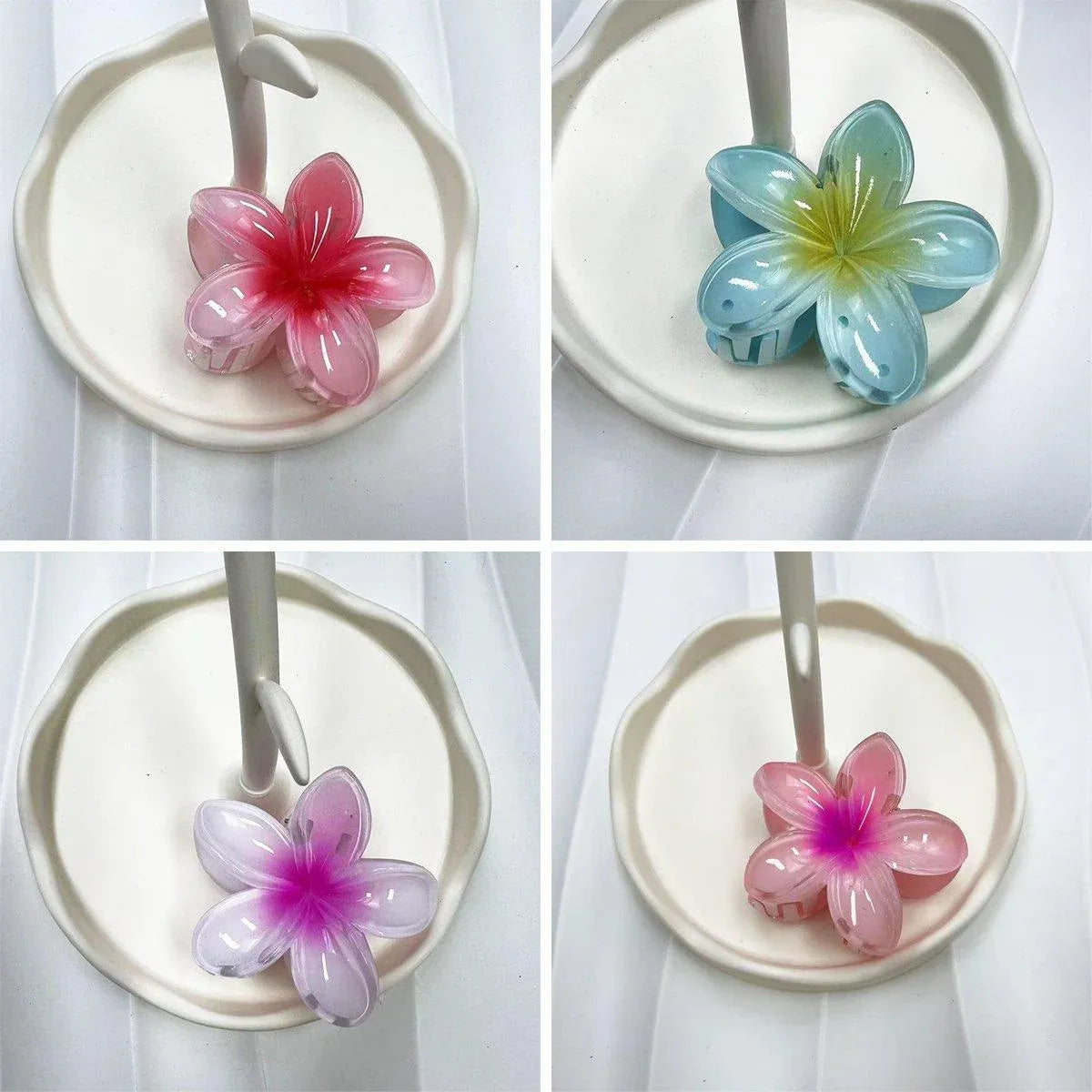 12-Piece Assorted Colour Frangipani Hair Clip Set — product photo 7 of 15