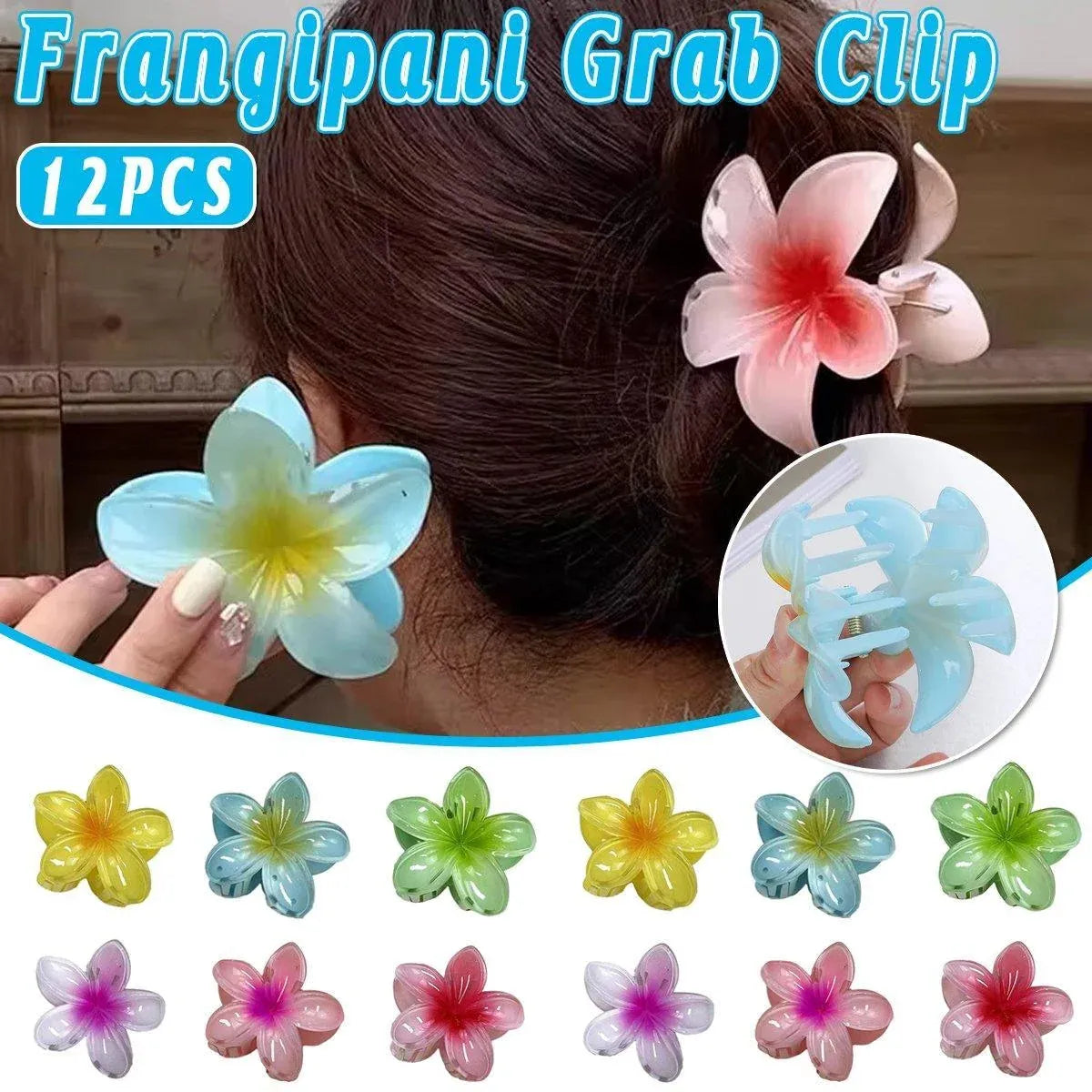 12-Piece Assorted Colour Frangipani Hair Clip Set — product photo 15 of 15