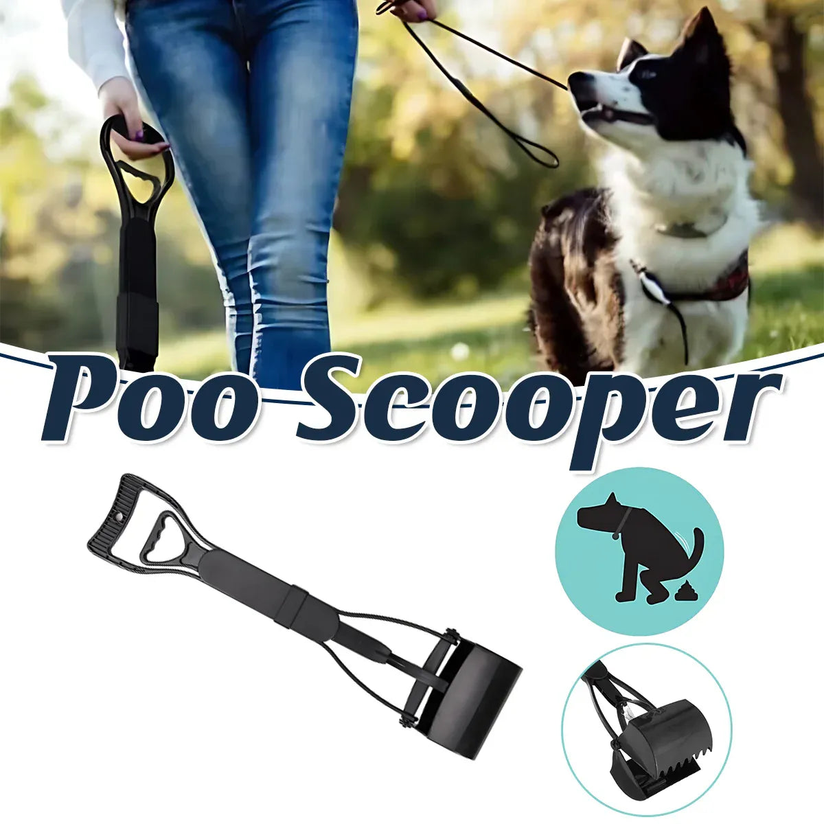 Long-Handle Dog Waste Pooper Scooper, 60 cm