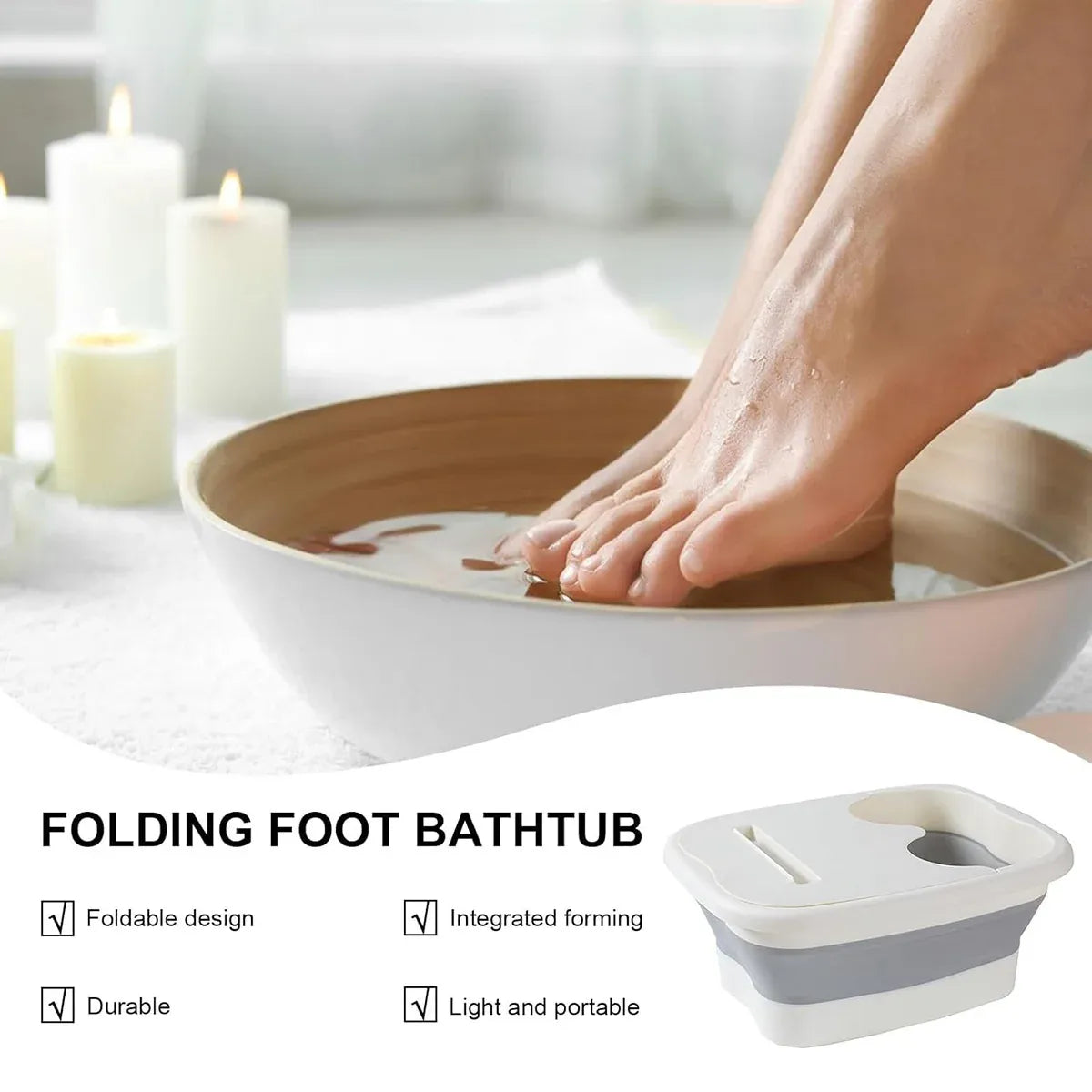 Foldable Foot Tub Portable Large Capacity Foot Basin for Home Bathroom Spa and Travel - Green