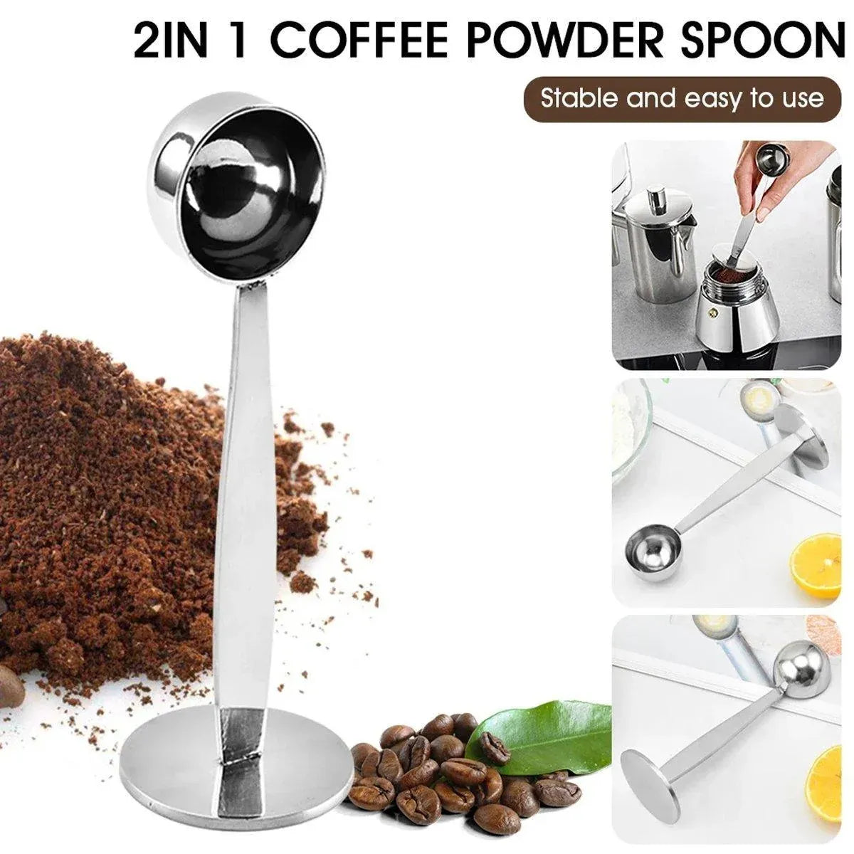 15 mL Stainless Steel Coffee Measuring Scoop and Tamper
