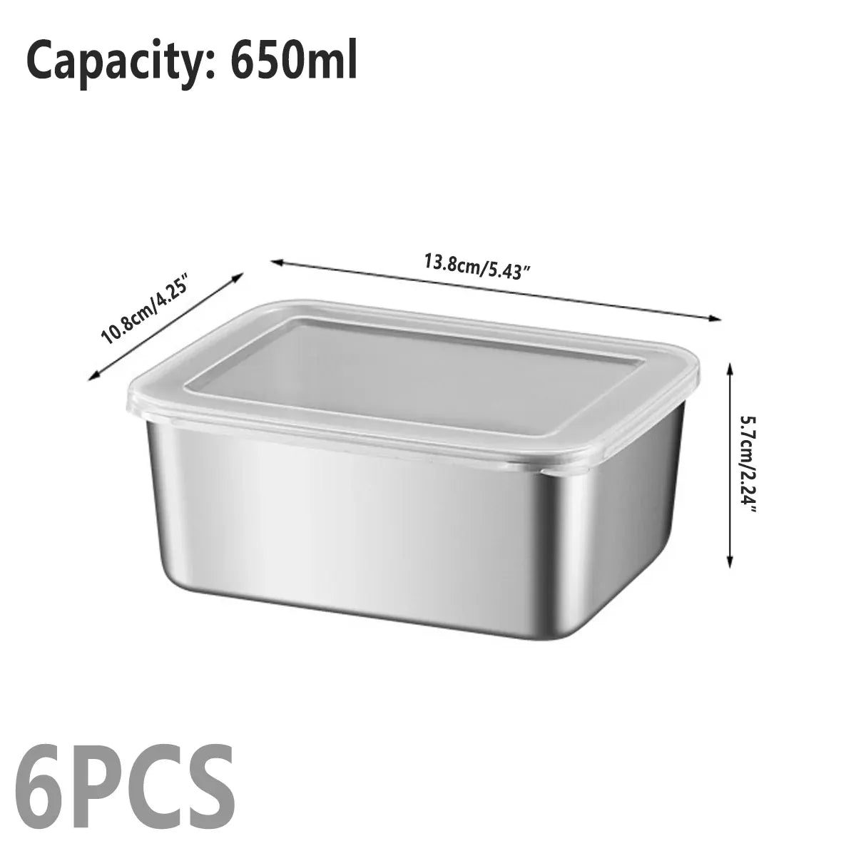 6pcs Stainless Steel Food Container Set Sealed Lid Fruit Vegetable Storage Box — product photo 3