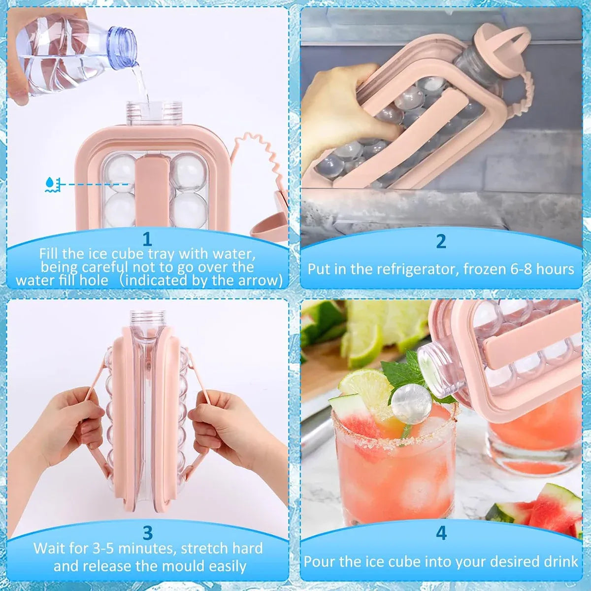 Foldable Ice Cube Tray Mold Easy Release Reusable Travel Kitchen Freezer Tool — product image 4