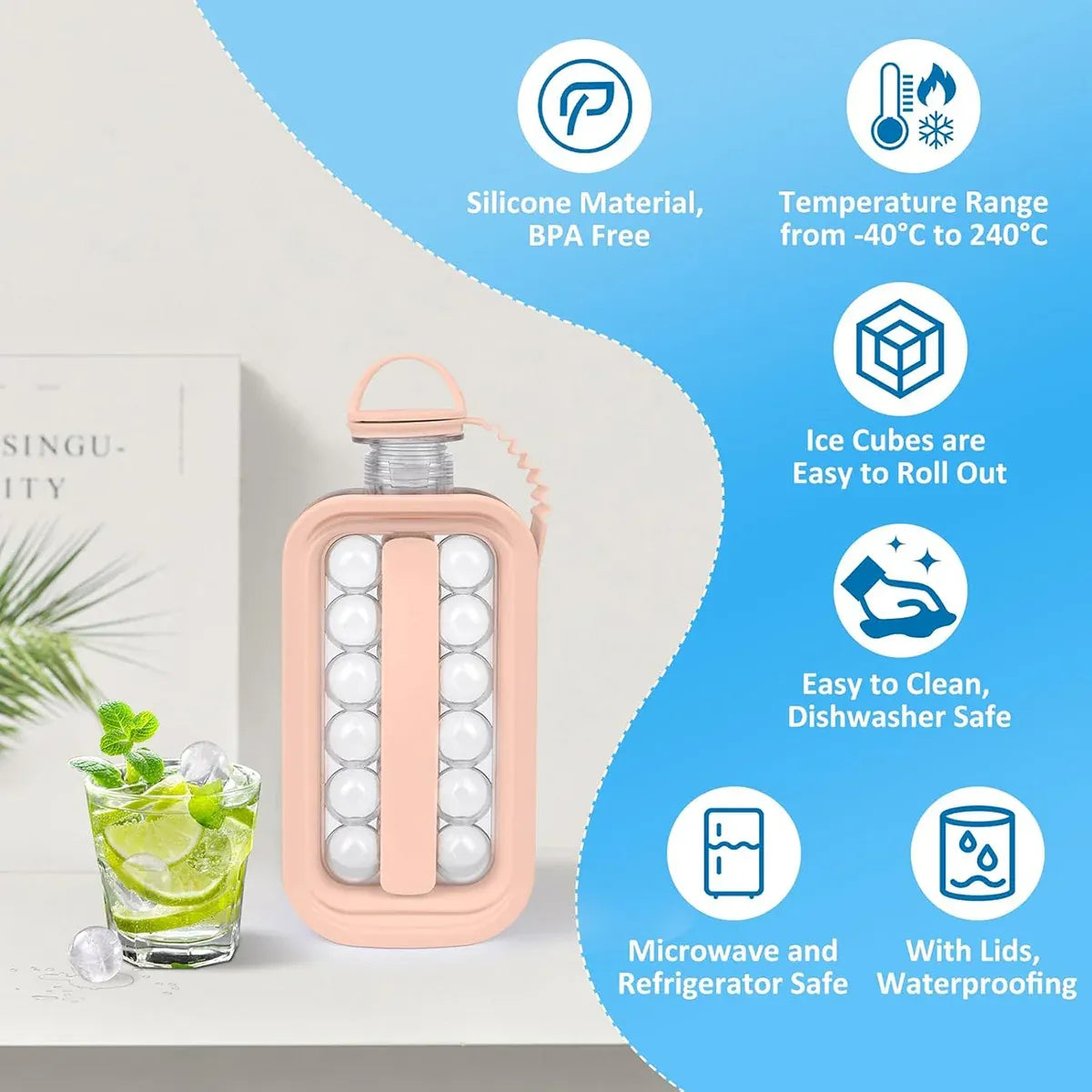 Foldable Ice Cube Tray Mold Easy Release Reusable Travel Kitchen Freezer Tool — product image 13