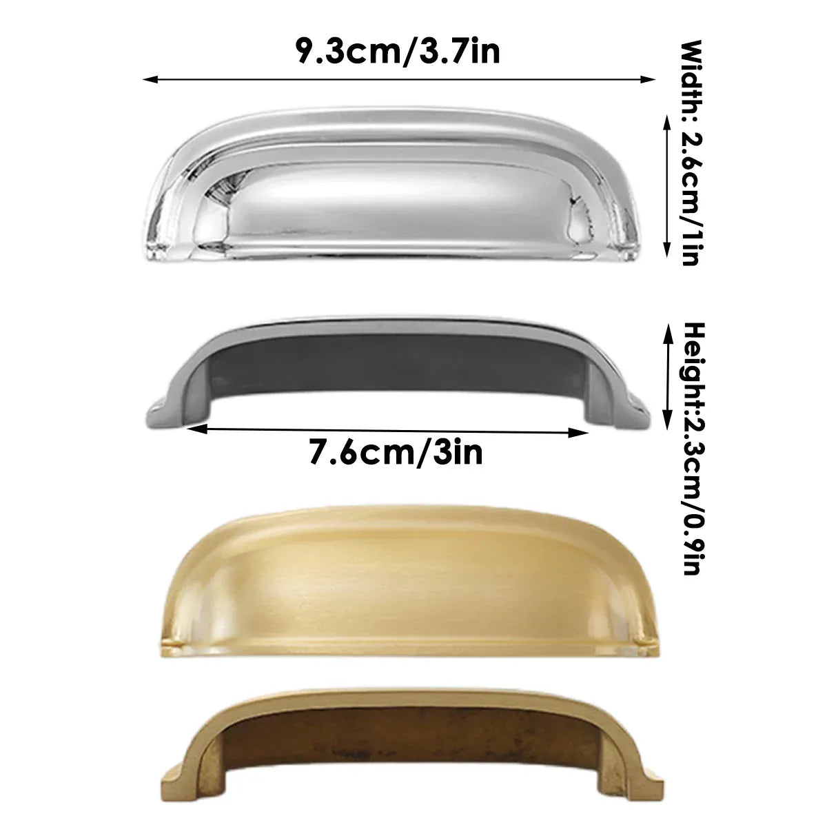 Vintage Cup Drawer Pull – Silver, 76 mm Fixing Centres — product image 4 of 15
