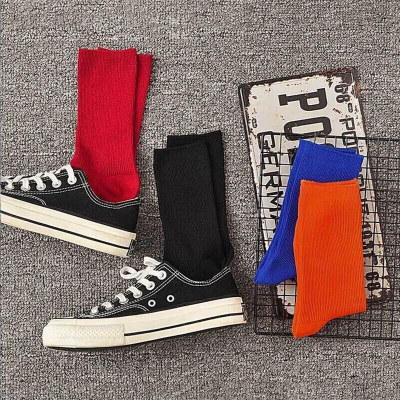 Olid Pure Colour Formal Socks Cotton Fashion Casual Breathable Crew Socks - Grey 4 Pairs