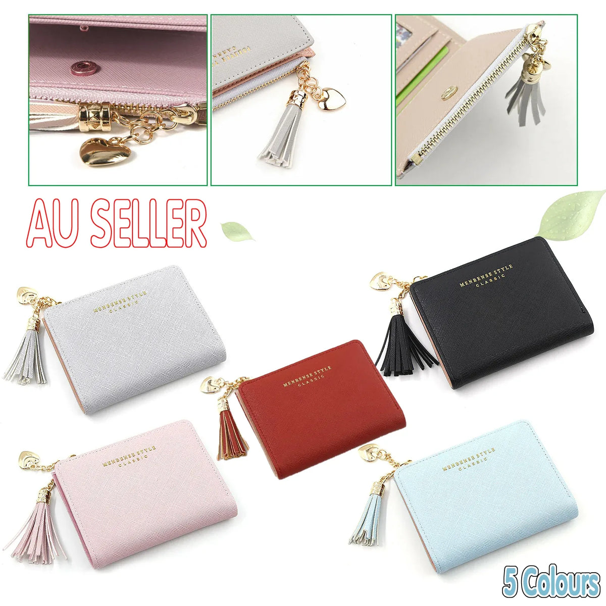Women Wallet Short Small Coin Purse Ladies Folding Card Card Holder Leather Au