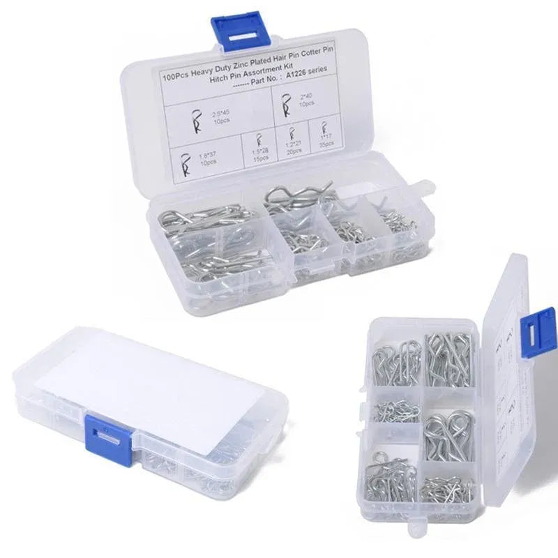 100Pcs Heavy-Duty Zinc-Plated R Clips Pin Tractor Hitch Assortment — product photo 3