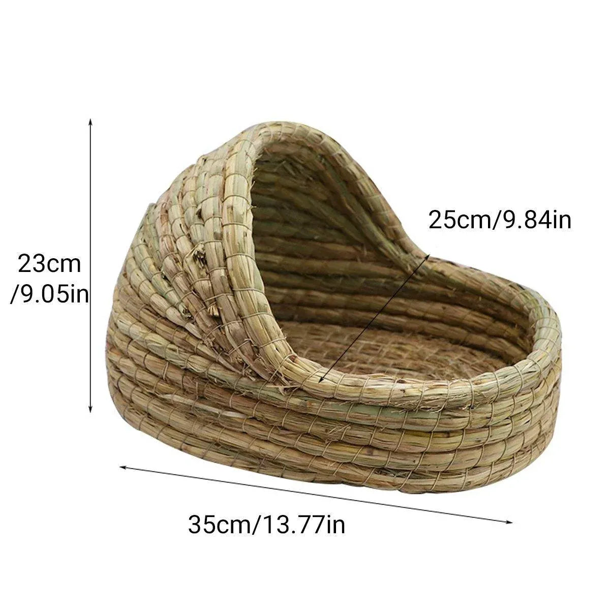 Natural Woven-Grass Rabbit & Guinea Pig Hideaway - Large, 35 × 23 cm