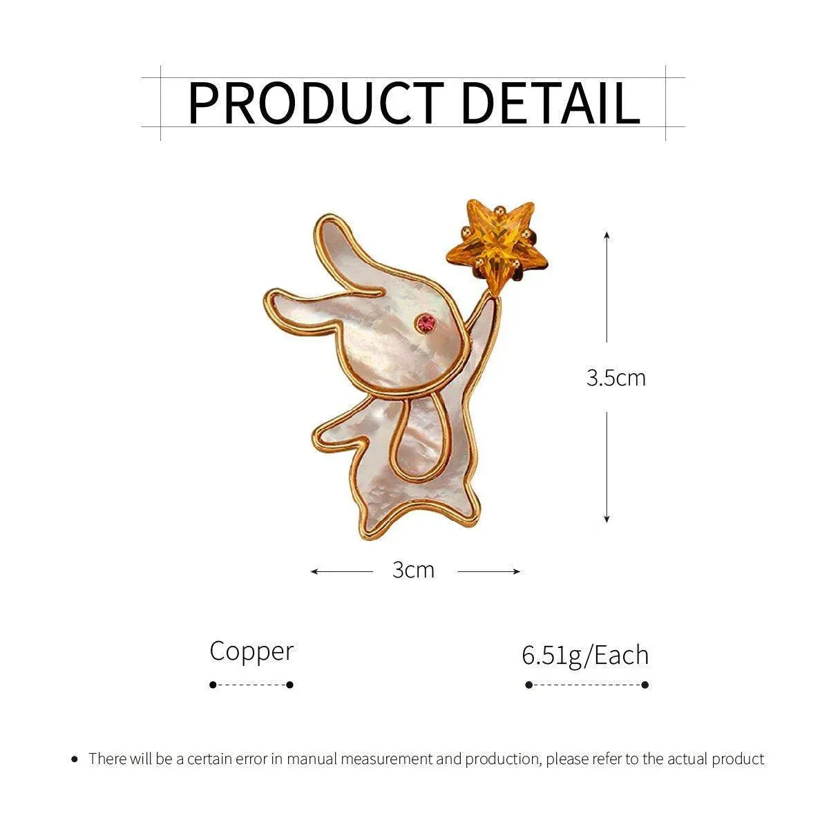 Fashion Unique Shell Rabbit Brooch for Women Versatile Star Accessory Jewelry
