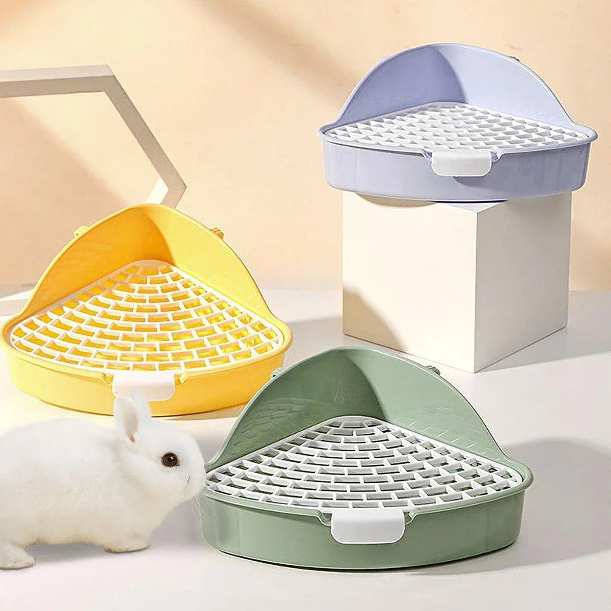 Small Animal Rabbit Toilet & Litter Tray - Yellow