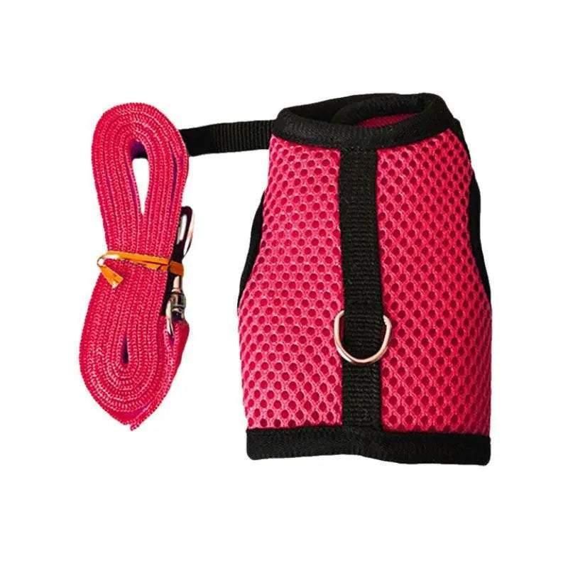 Mesh Small Animal Harness & Lead - Medium, Rose Red