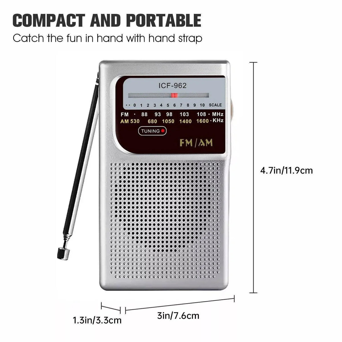 Vintage Retro Portable Radio FM AM Classic Speaker for Home Office Outdoor Use — product image 3