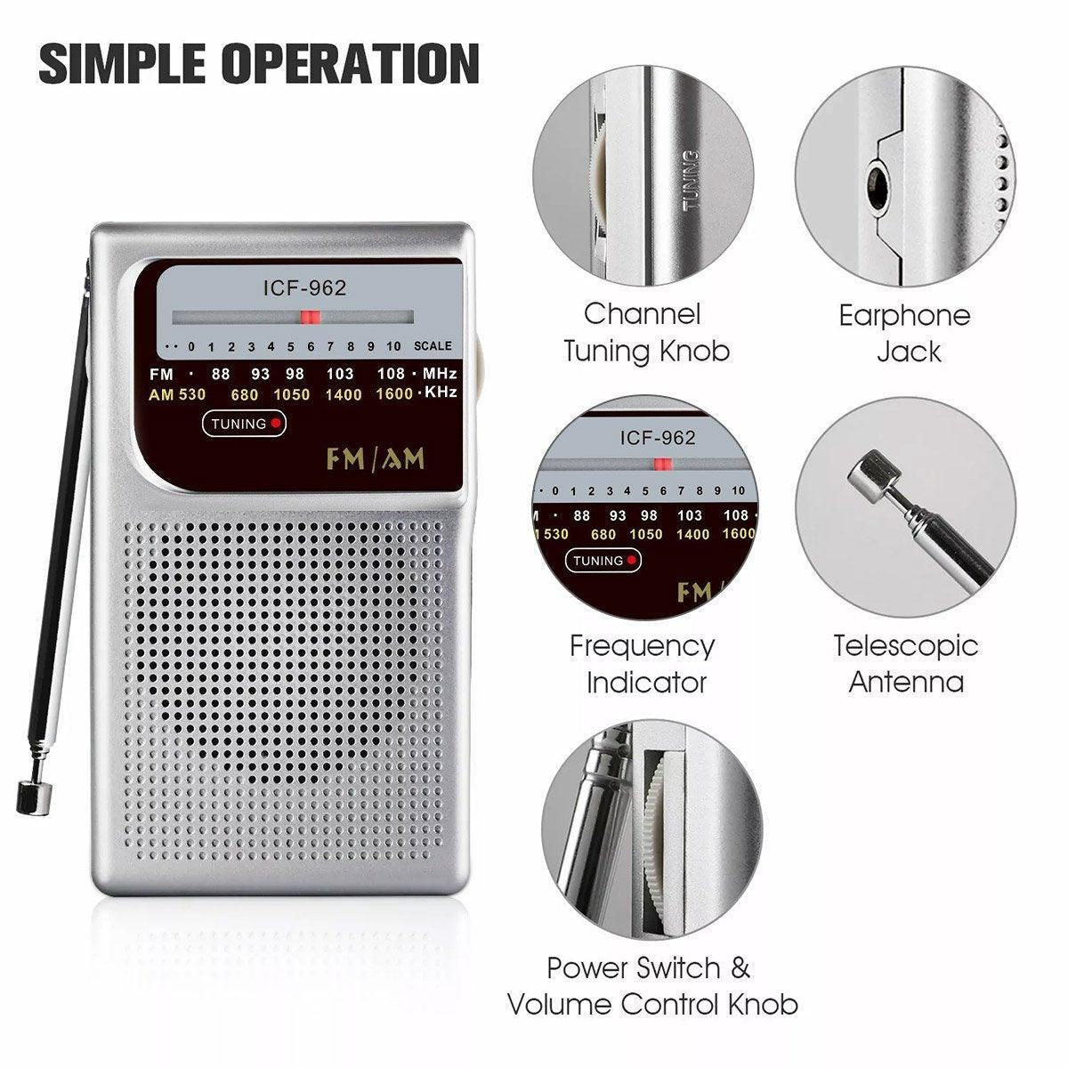 Vintage Retro Portable Radio FM AM Classic Speaker for Home Office Outdoor Use — product image 5