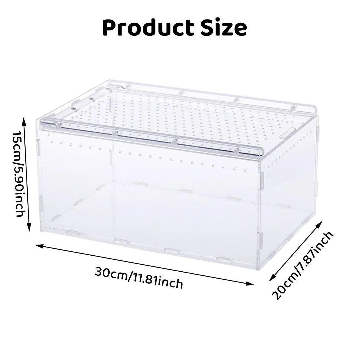 Clear Acrylic Reptile Habitat & Observation Box with Sliding Lid