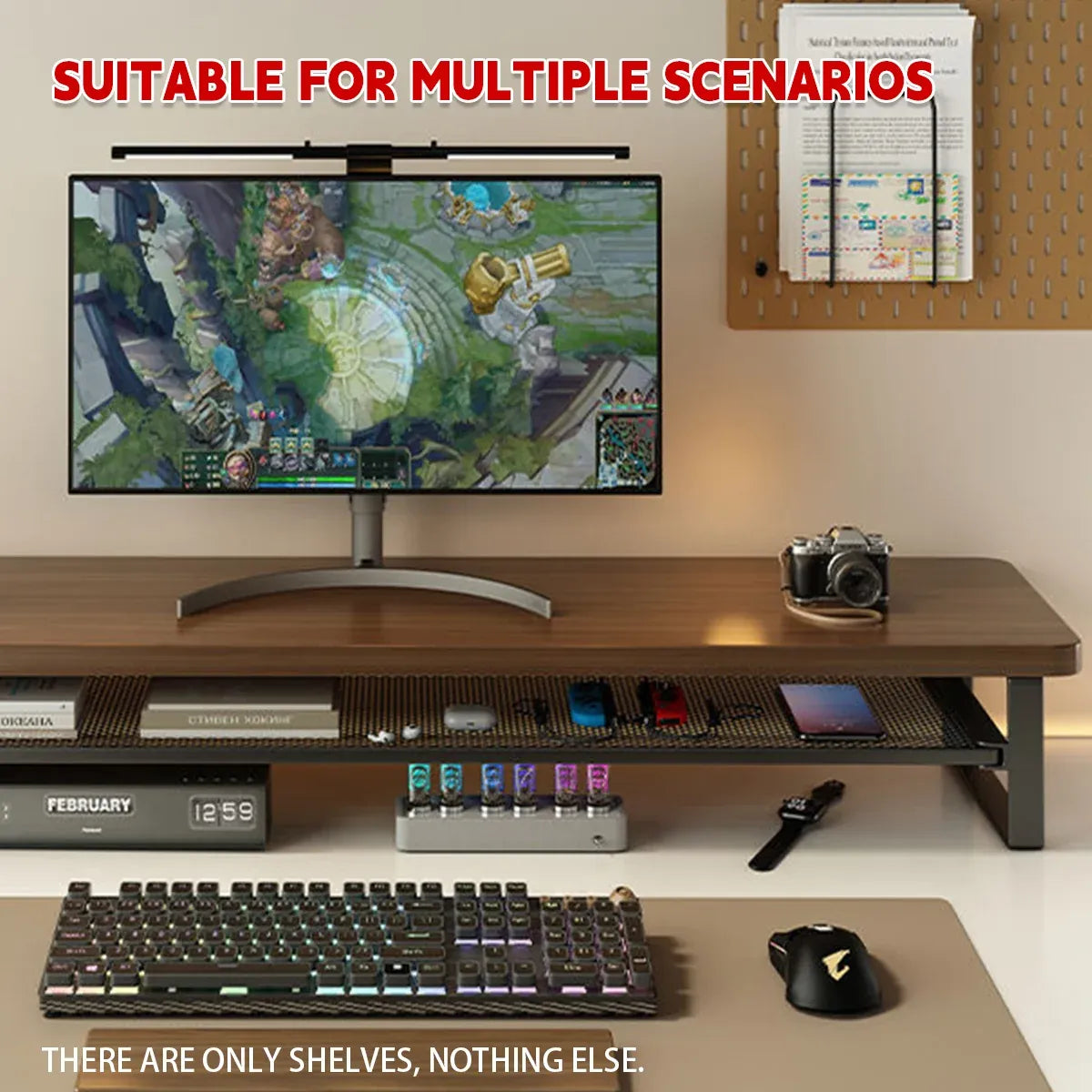 Monitor Stand Riser Desktop Shelf Organizer with Storage Mesh for PC Laptop — product photo 4