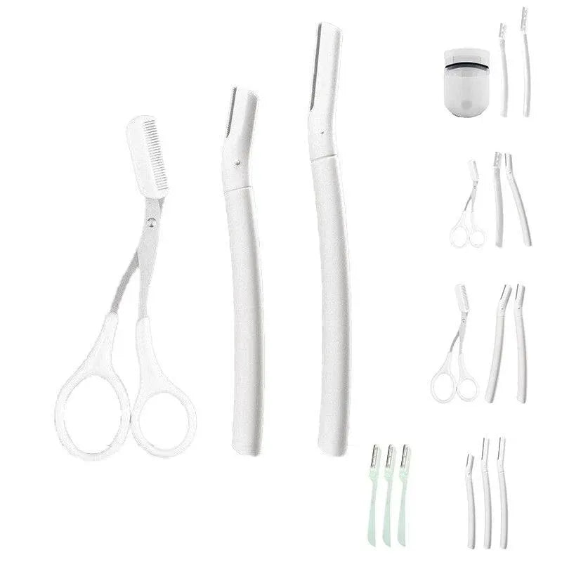 3Pcs Eyebrow Razor Set Facial Trimmer Shaver Blade Hair Remover Beauty Tool - 3X Eyebrow Razor-Light Green