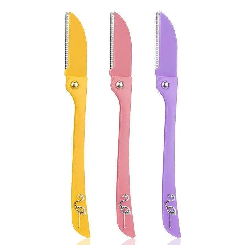 3PCS Folding Eyebrow Razor Facial Hair Trimmer for Women with Protective Guard